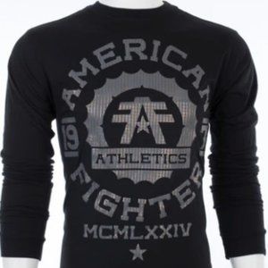 AMERICAN FIGHTER Mens Long Sleeve MARYLAND Crewneck T-Shirt (Black)